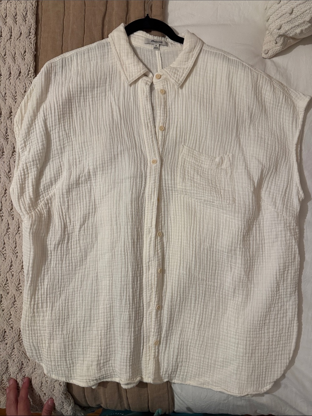 Madewell Cream Lightweight Gauze Button-Down Shirt
